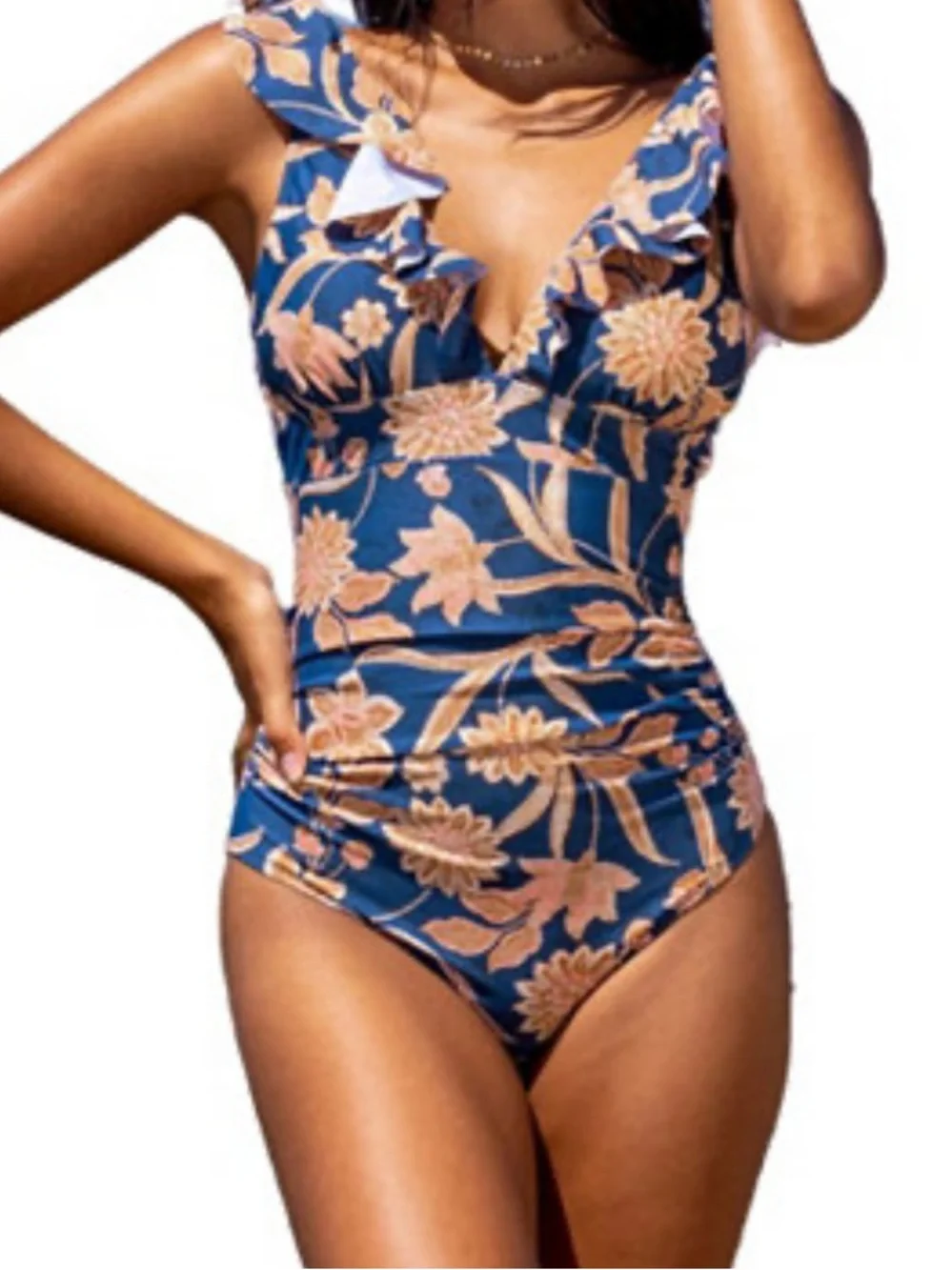 CUPSHE Women's floral Ruffled Lace Up One Piece Swimsuit size XL